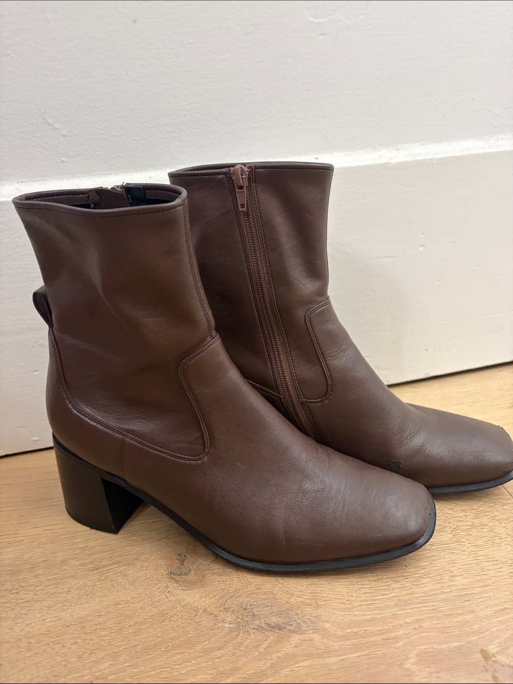 Jeffrey Campbell Brown Square Toe Booties